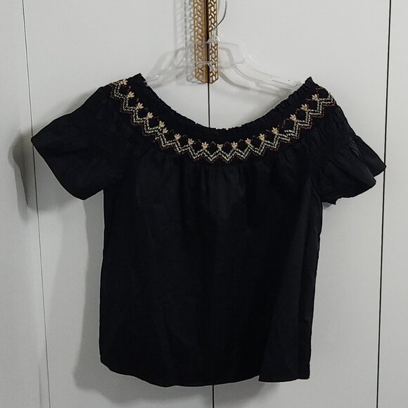 Old Navy Blouse Top Off-the-Shoulder Flutter-Sleeve Womens Size S Black - Picture 1 of 4